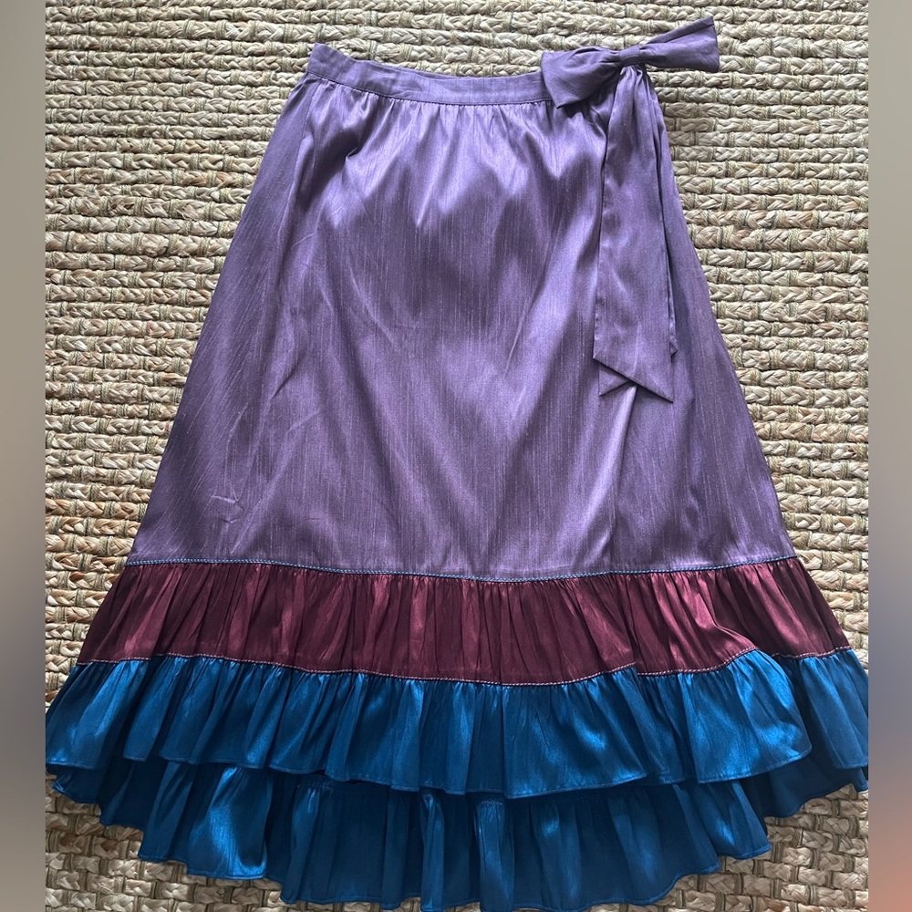 Anthropologie Sachin + Babi Purple A-Line Skirt with Blue and Burgundy Layers